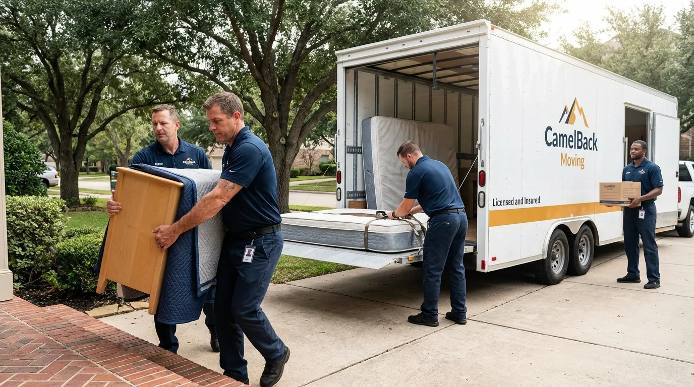 Crew loading residential truck for cross-state move from Tyngsboro, MA